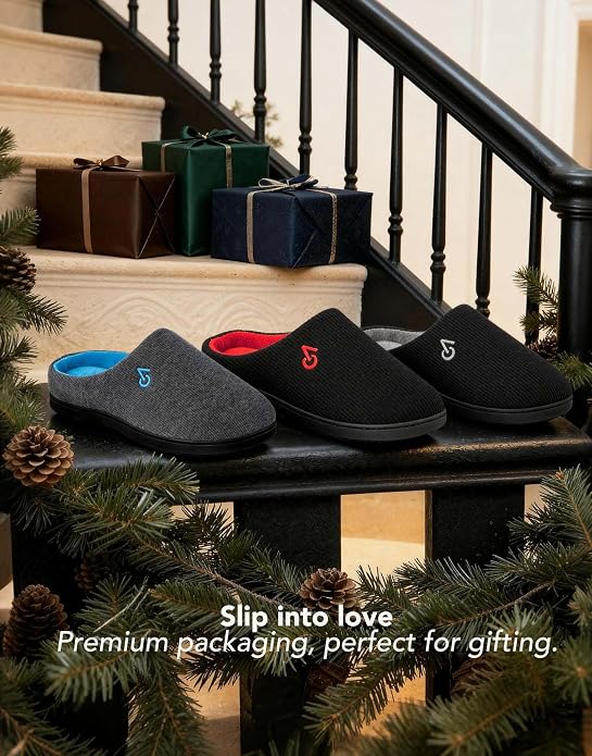 VeraCosy Men's Two-Tone Memory Foam House Slippers Indoor Outdoor Durable - Image 3