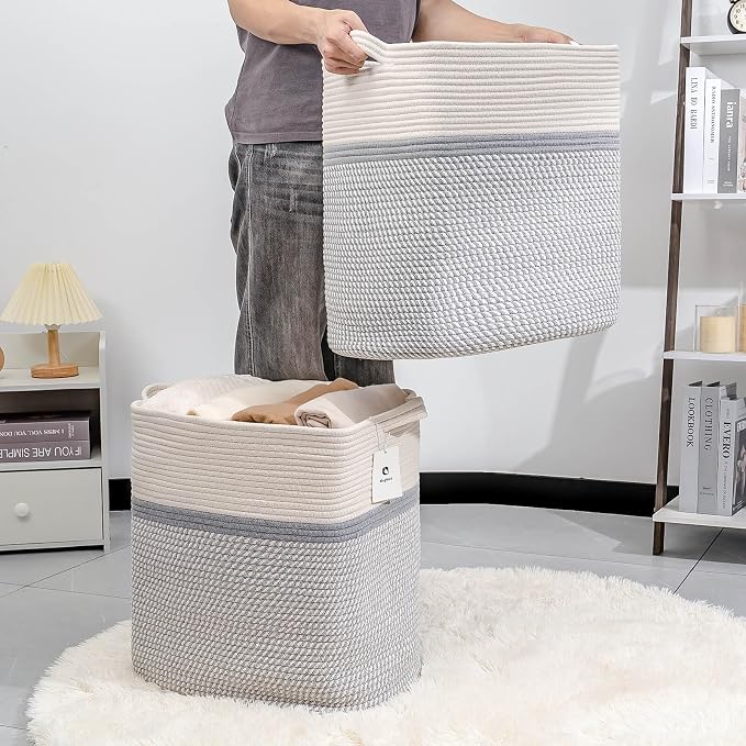 Storage Baskets for Clothes Fabric Cotton Rope Storage Basket - Image 2