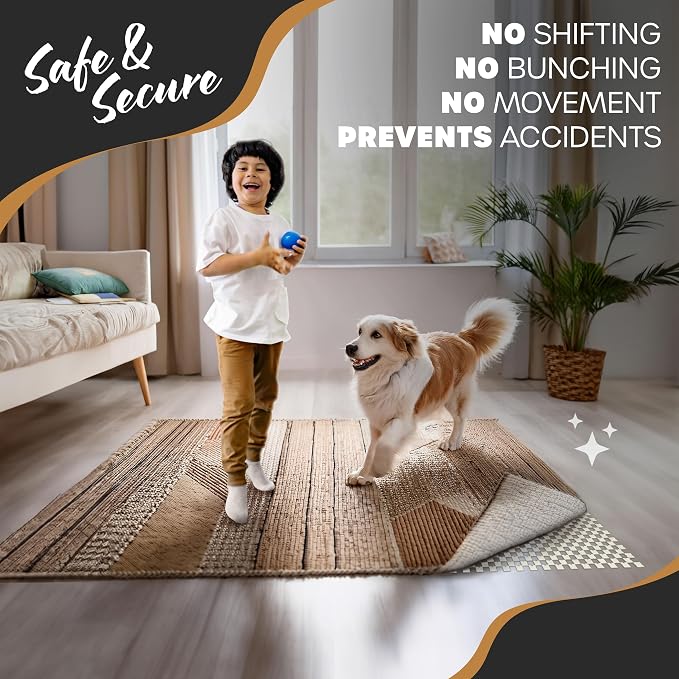 Nevlers 5'x7' White Anti Slip Rug Mat Non Skid Design | PVC Non Slip Rug Pads | - Image 3
