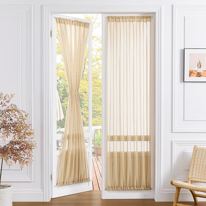 Tollpiz Sheer Curtain Closet Linen Textured Curtain Sheers Doorway Light by Tollpiz