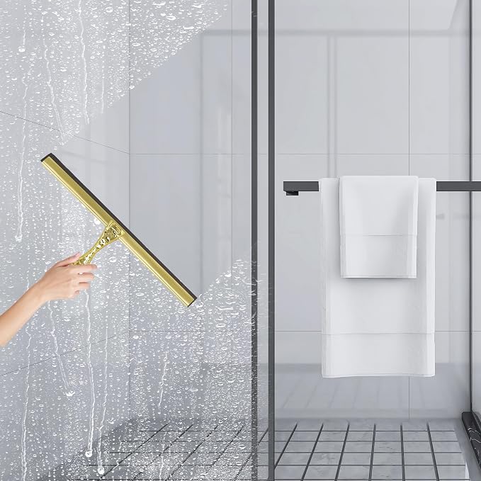 2-Pack Shower Squeegee for Glass Doors, 12 inch Gold Stainless Steel & 5 inch - Image 7