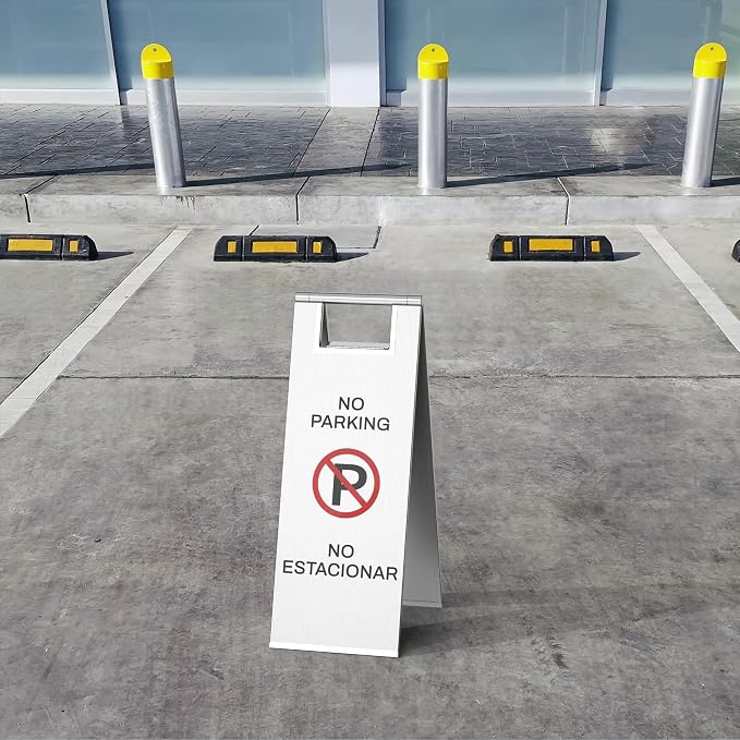Stainless Steel No Parking Sign Portable Foldable Handle 2-Pack - Image 3