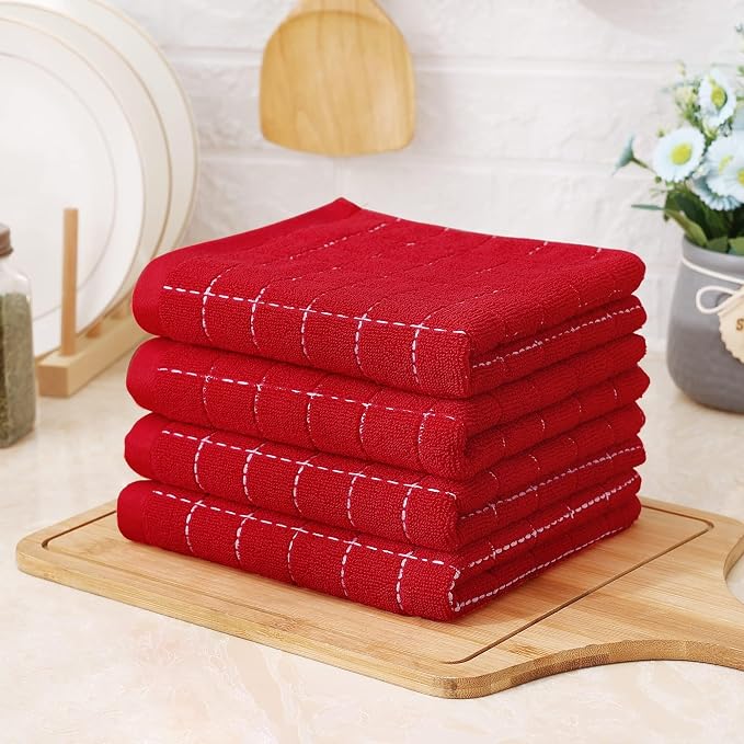 Homaxy 100% Cotton Terry Kitchen Towels, Checkered Designed, Soft and Super - Image 8