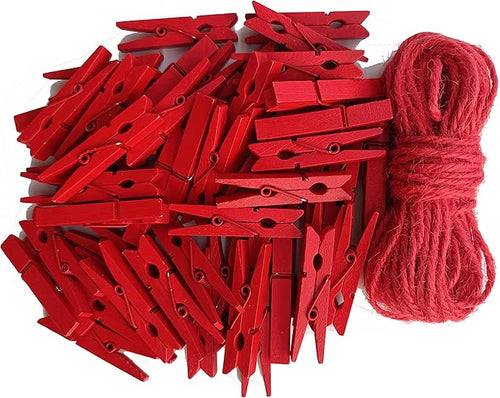 1.9 Inch Red Strong Wood Clothes Pins Hold Xmas Cards Papers Scrapbooking by Unknown
