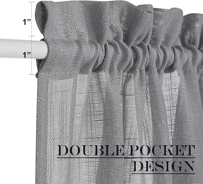 NICETOWN Semi Sheer Curtains 64 inches Long - Image 4