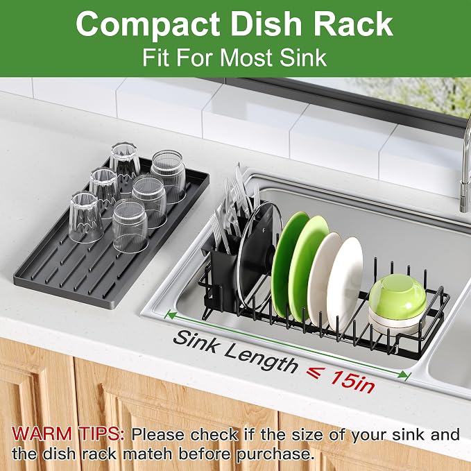 Dish Drying Rack Over the Sink Expandable In Small Black Drainer Dry - Image 4