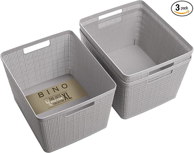 BINO | Woven Plastic Basket | Large, Space by BINO