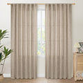 YoungsTex Dark Oatmeal Linen Semi Sheer Curtains 80 Inch Length by YoungsTex