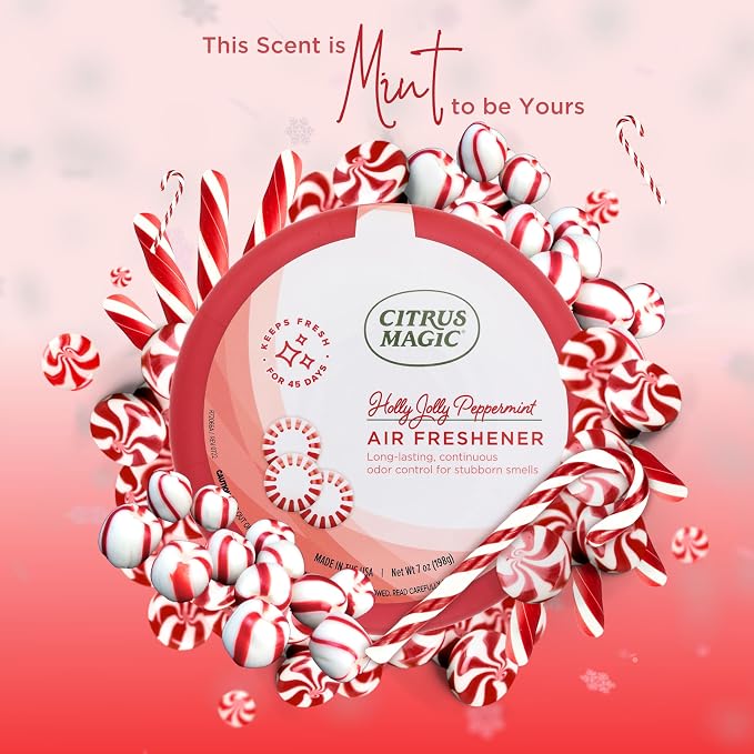 Citrus Magic Holiday Odor Absorbing Solid Air Freshener, Holly Jolly Peppermint - Image 4