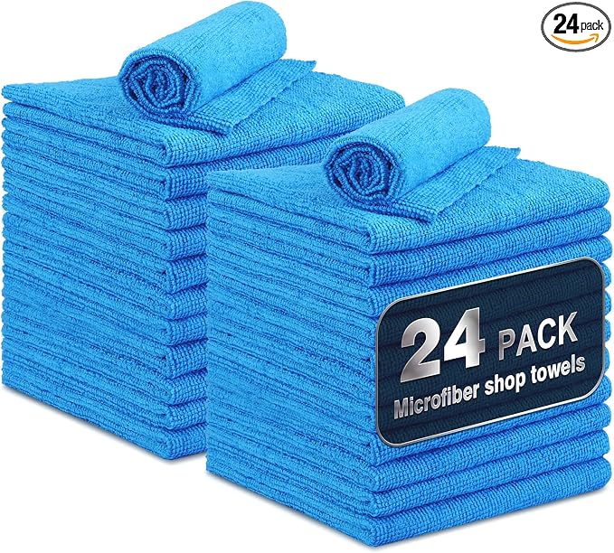 Shop Towels, 24 Pack Commercial Grade Shops Rags Microfiber Towel by Unimade