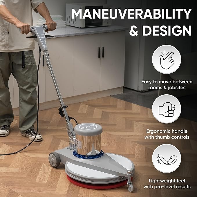 20" High-Speed Commercial Floor Burnisher, 1.5 HP, 1500 RPM, 40ft Cord - Image 6