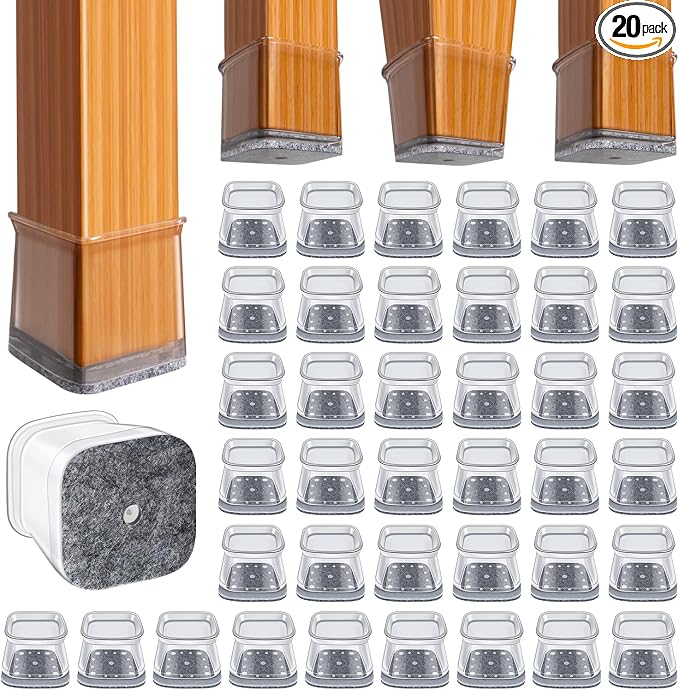 BUMACO Chair Leg Floor Protectors Square Chair Leg Protectors by BUMACO