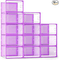 Kuject X-Large Shoe Storage Boxes Organizers Clear Plastic Stackable 12 Pack by Kuject