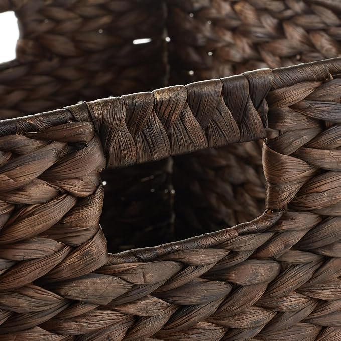 Casafield 10.5" x 10.5" Water Hyacinth Storage Baskets, Espresso - Image 5