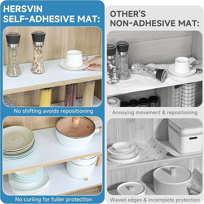 Shelf Liners 14 in x 20 ft Self-Adhesive EVA Drawer Mats, Cupboard Protector - Image 3