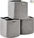 11 Inch Cube Storage Bins, Storage Cube Organizer Bins, Woven Cotton Rope Basket by ICERZCZ