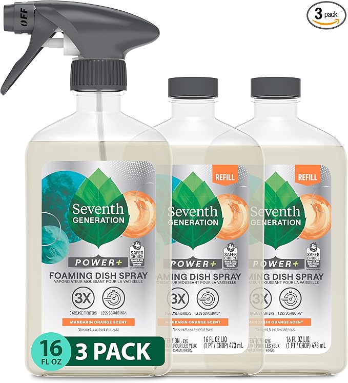 Seventh Generation Foaming Dish Spray, 3 Refills and 1 Sprayhead, 16 Fl Oz by SeventhGeneration