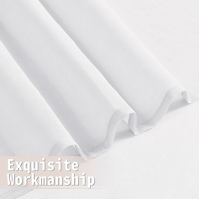 Tollpiz Short Sheer Door Curtain Closet Linen Textured Curtain Sheers Doorway - Image 8