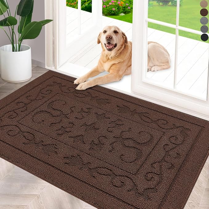 FONEYI Indoor Doormat, Front Back Door Mat 32"x40" Washable, Rubber Backing Non by FONEYI