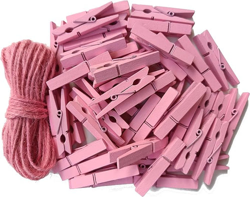 1.9" Pink Wooden Clothes Pins DIY Photo Garland Baby Shower Bag Clips by Unknown