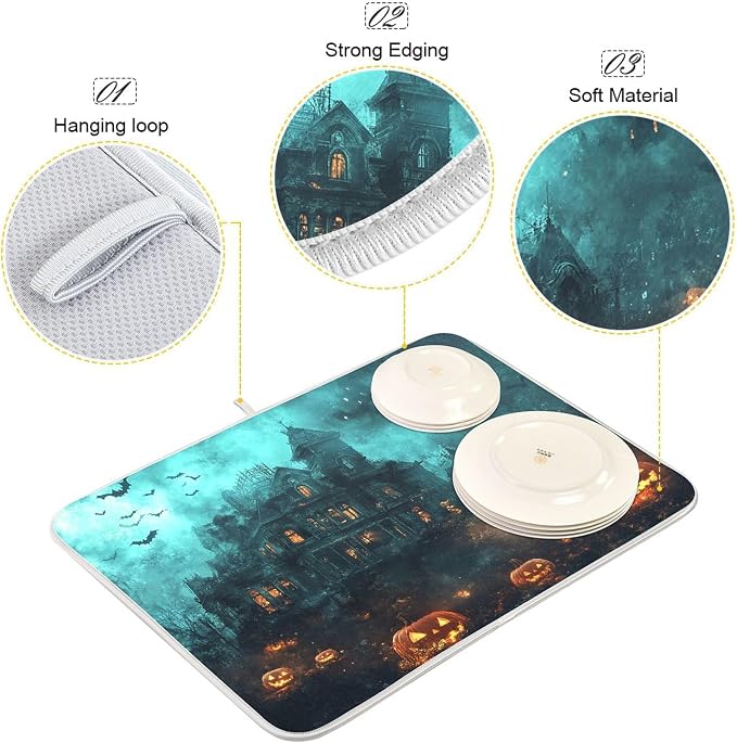 Halloween Castle Dish Drying Mat - Image 4