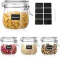 Glass Food Storage Jars with Airtight Lids 13 oz Round 4 Pack Kitchen Storage by ButterMelt