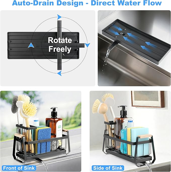 Suction Cup Sponge Holder for Kitchen Sink Caddy Organizer Rack for Dish Brush - Image 3