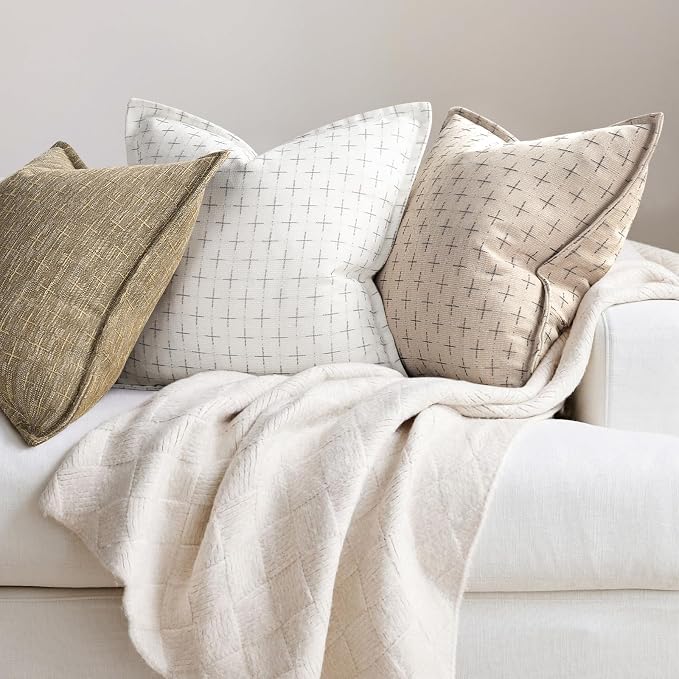 ZWJD Pillow Covers 24x24 Set of 2 Soft Polyester Textured Pillow Covers - Image 4