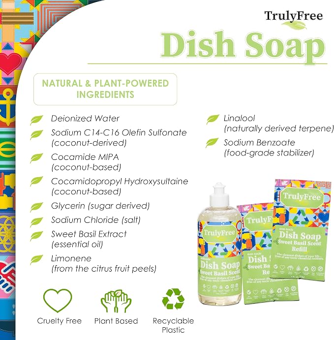 Truly Free Natural Concentrated Dish Detergent Dishwashing Liquid | Plant-Based - Image 6
