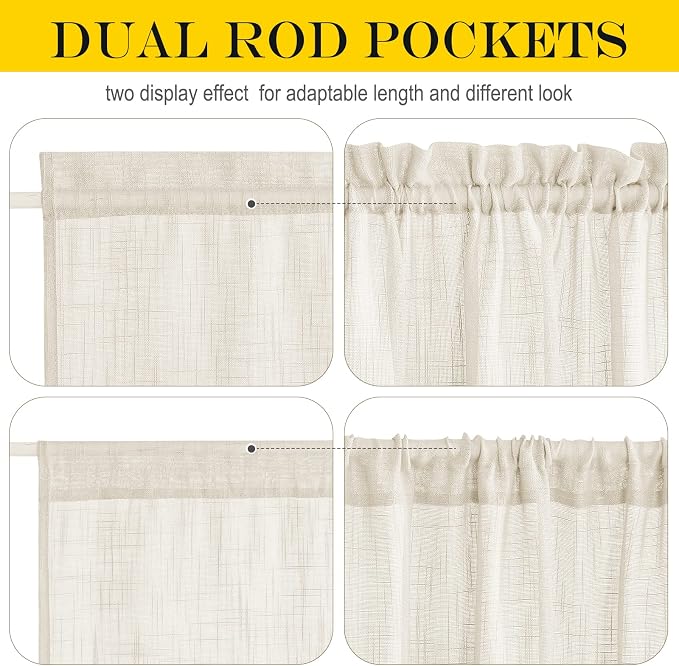 NICETOWN Door Panel Curtains Faux Linen French Curtain Window Curtain Semi - Image 4