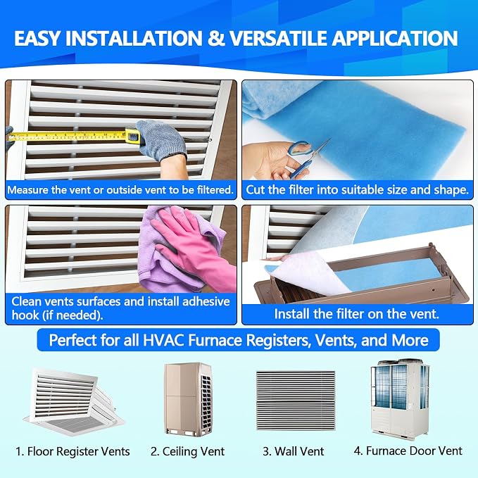18" x 90" Air Vent Filters, Cut to Fit Air Filter, MERV 8 Triple Vent Filter - Image 5