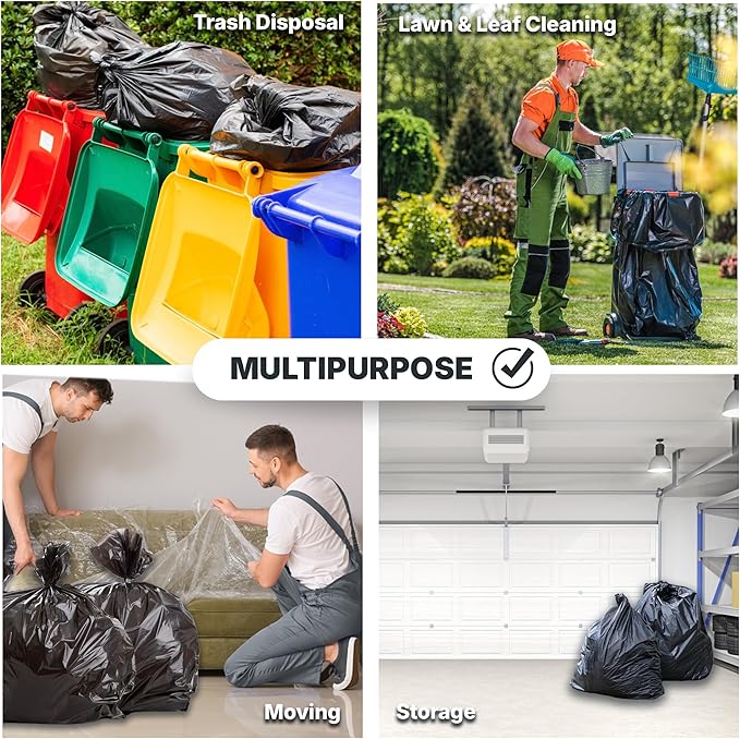 45 Gallon Trash Bags, 30 Micron Heavy Duty Pure LDPE Garbage Can Liners - Image 5