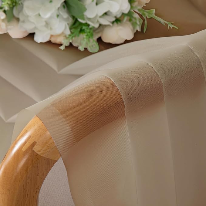 Chyhomenyc Sheer Taupe Curtains 90 inches Long 2 Panels, Light Filtering Soft - Image 9