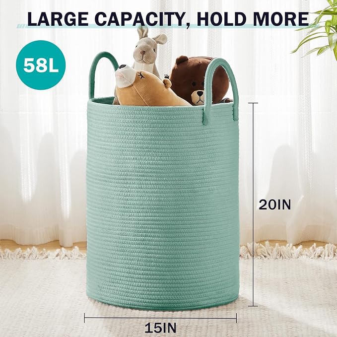 YOUDENOVA Laundry Hamper Basket, Woven 58L Tall Laundry Basket - Image 3