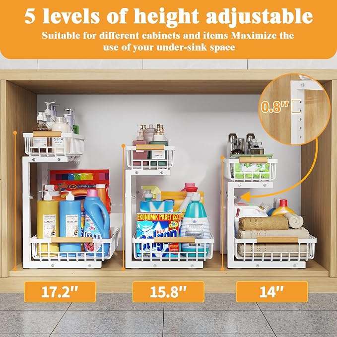 2-Tier Slide Out Under Sink Organizer – 2-Tier Pull-Out Storage Rack, Bathroom - Image 3