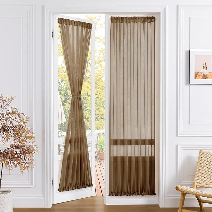 Tollpiz Sheer Door Curtains Closet Linen Textured Curtains Sheer Doorway Light by Tollpiz