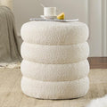 Round Ottoman with Storage Boucle Ottoman Stool with Storage Removable Lid by Krcix