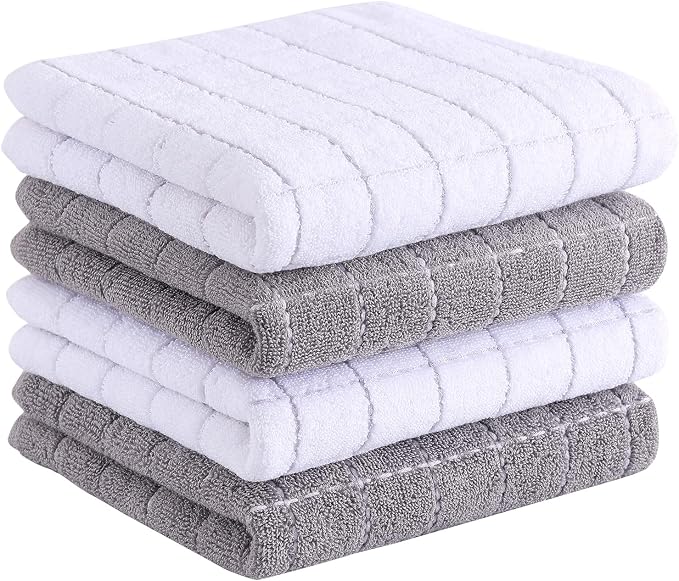 Homaxy 100% Cotton Terry Kitchen Towels, Checkered Designed, Soft and Super by Homaxy