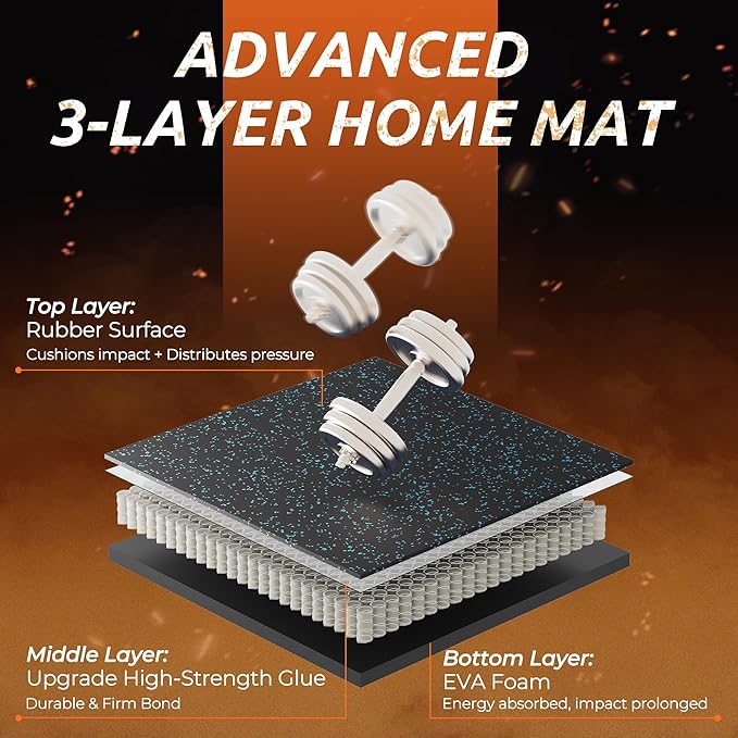 PRAISUN 0.6" Thicker Gym Mat, 12 Tiles 48 Sq Ft Workout Mats, Interlocking Foam - Image 6