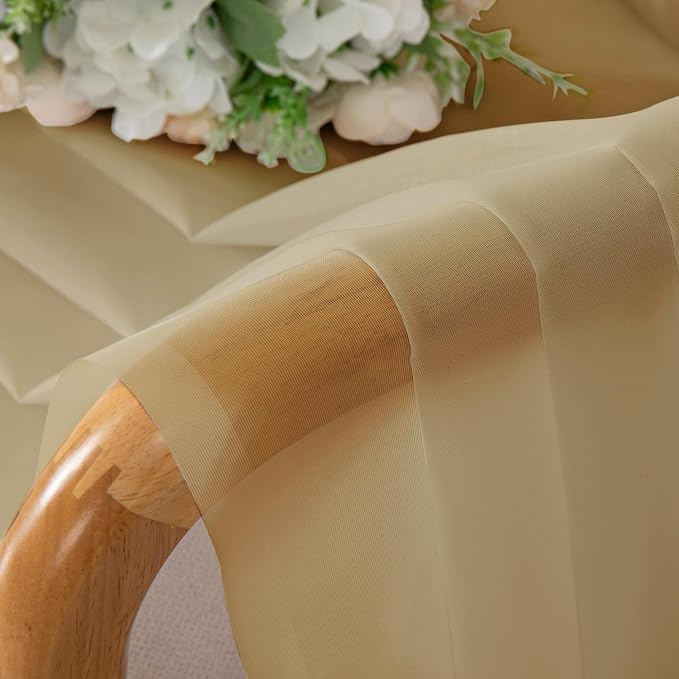 Chyhomenyc Gold Sheer Curtains 84 inches Long 2 Panels Set - Image 7