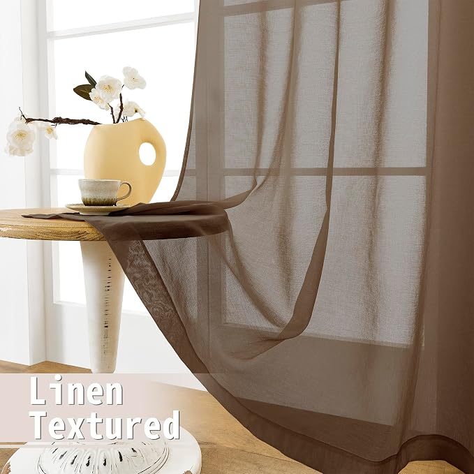 Tollpiz Sheer Door Curtains Closet Linen Textured Curtains Sheer Doorway Light - Image 4