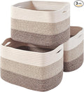 Storage Baskets for Organizing Shelves, Woven Cotton Rope Bins for Baby Nursery by ICERZCZ