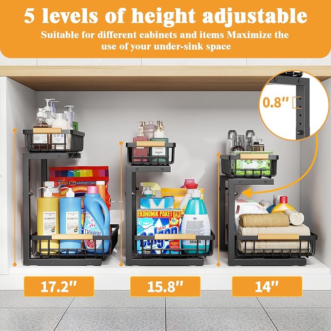 2-Tier Slide Out Under Sink Organizer – 2-Tier Pull-Out Storage Rack, Bathroom - Image 4