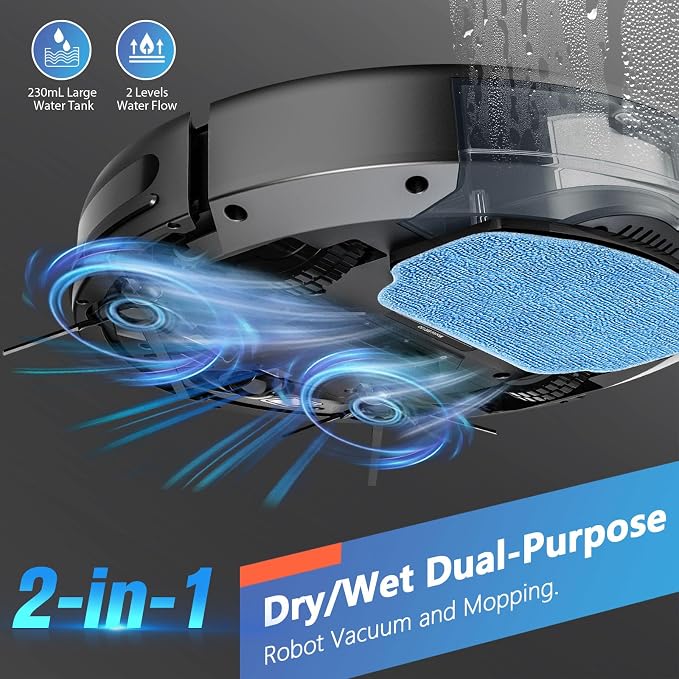 Robot Vacuum and Mop Combo, 2 in 1 Robotic Vacuum Cleaner - Image 2