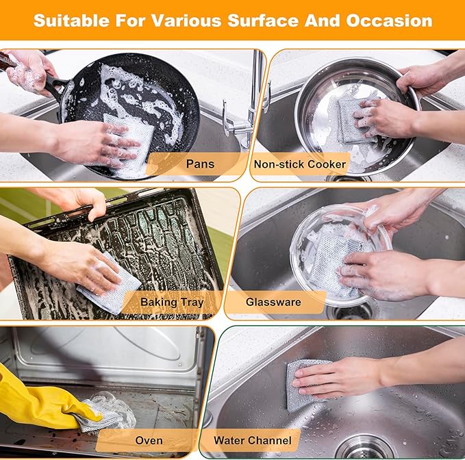 Inkhut Non Scratch Wire Dishcloth, Reusable Steel Wool Scrubber - Image 4