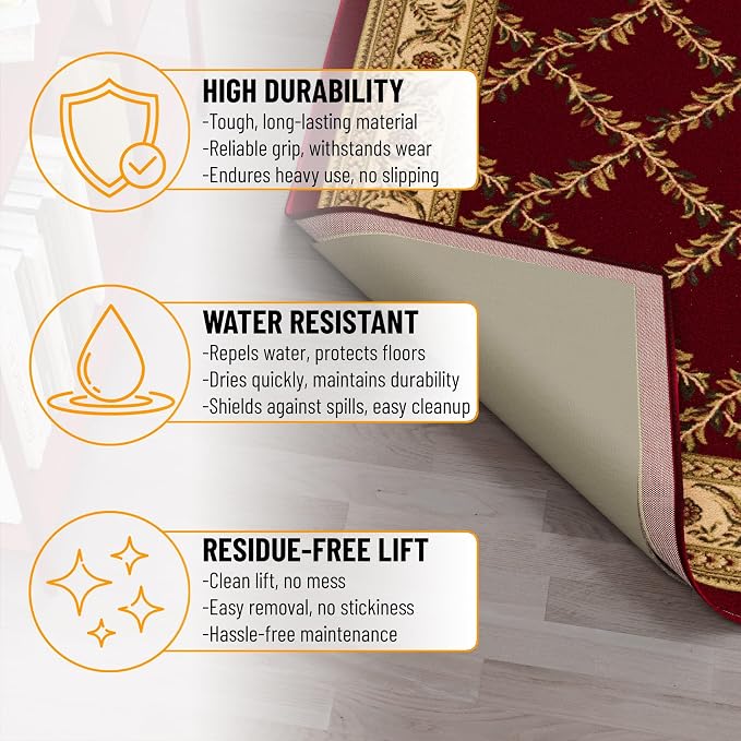 Ottomanson 4' x 8' Non-Slip Rug Pad Gripper 1/4 Inch Thick Dual Surface Felt + - Image 7