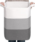 CLHMILY&Z 75L Laundry Basket Rectangular Grey Rope by ClhmilyZ