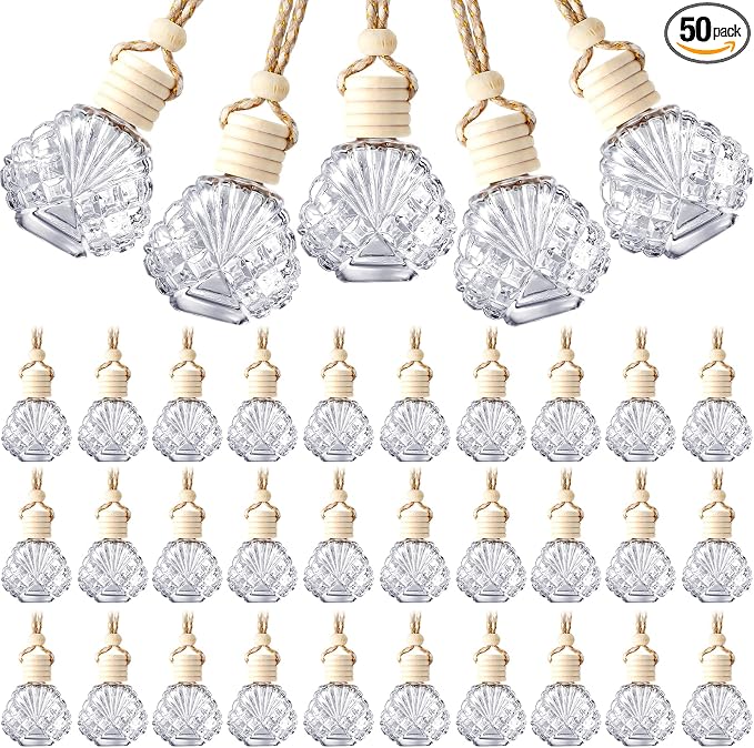 BBTO 50 Pcs Hanging Car Air Freshener Car Diffuser Bottles Empty Glass Perfume by BBTO
