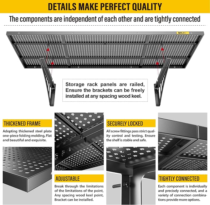 2Pack 1.64x4ft Adjustable Metal Garage Wall Shelving Heavy Duty Garage Storage - Image 5