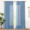YoungsTex Denim Blue Linen Semi Sheer Curtains 84 Inches Long by YoungsTex